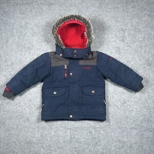 Oshkosh B'Gosh Hooded Jacket Kids Size 2T‎ Navy Blue Fur Hooded Winter Lined